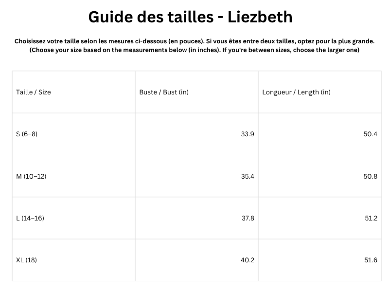 Guide des tailles