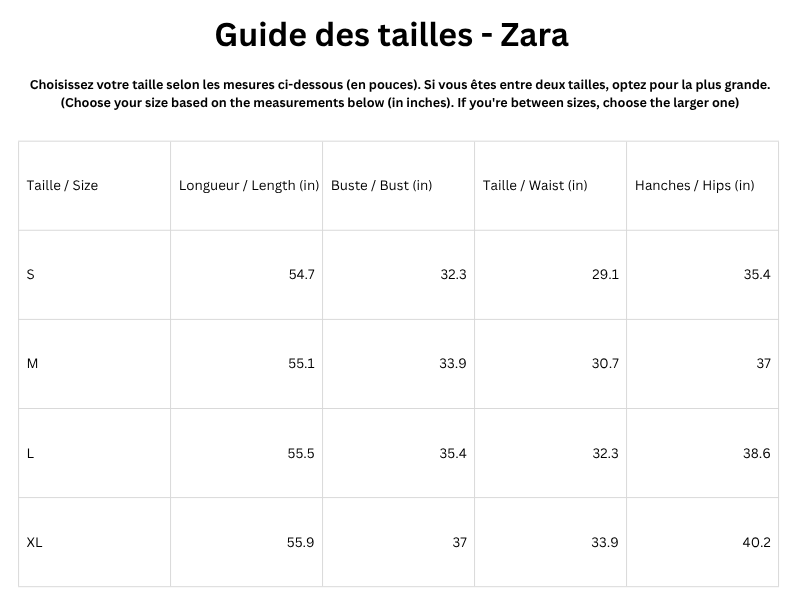 Guide des tailles