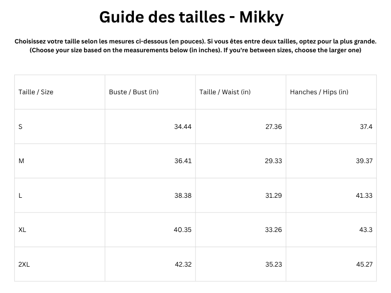Guide des tailles