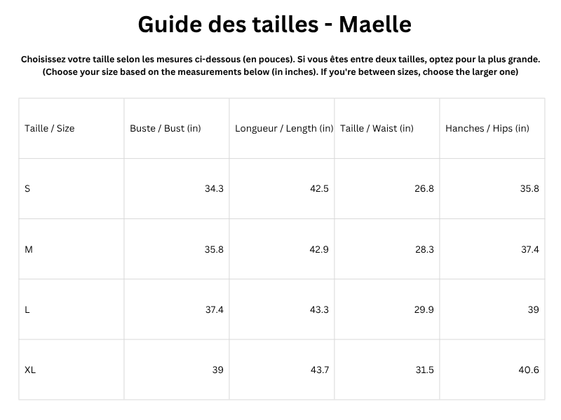 Guide des tailles