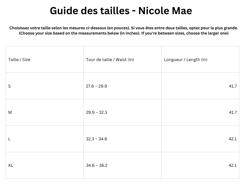 Guide des tailles