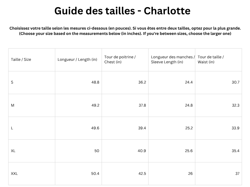 Guide des tailles