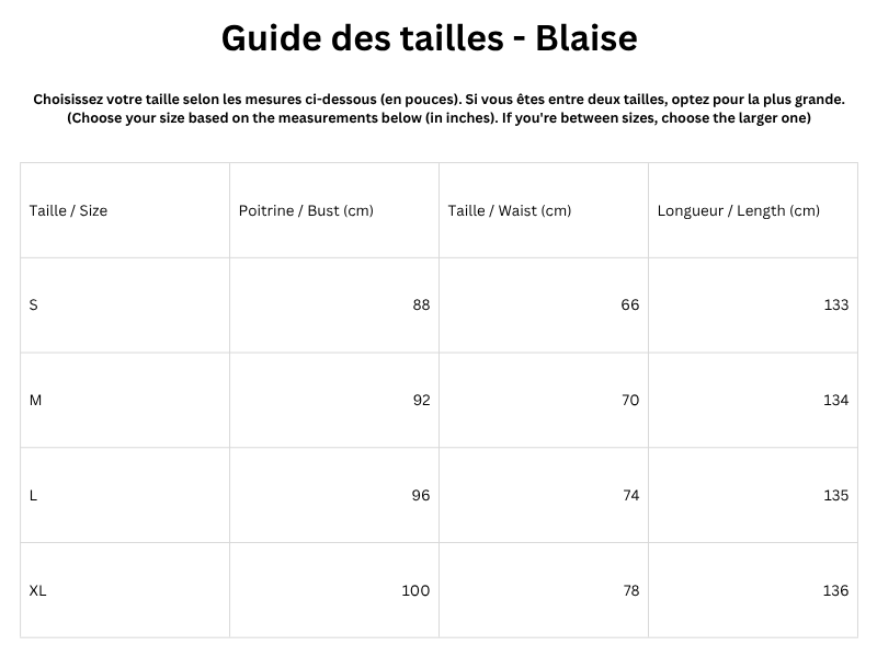 Guide des tailles