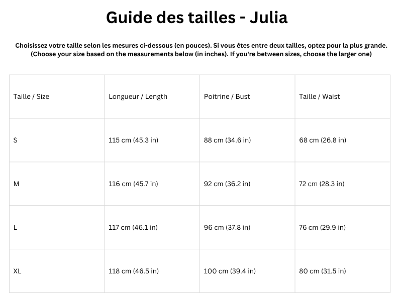 Guide des tailles