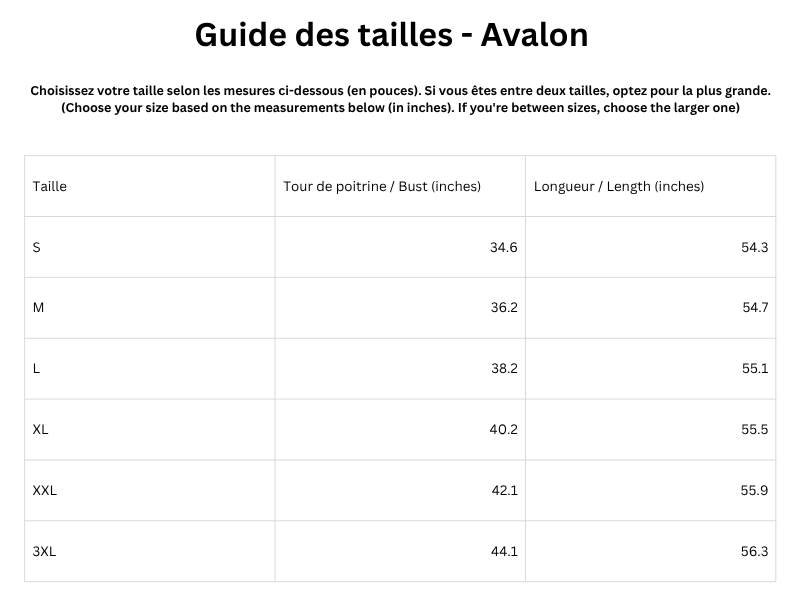 Guide des tailles