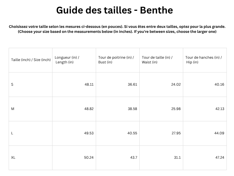 Guide des tailles