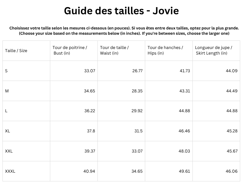 Guide des tailles