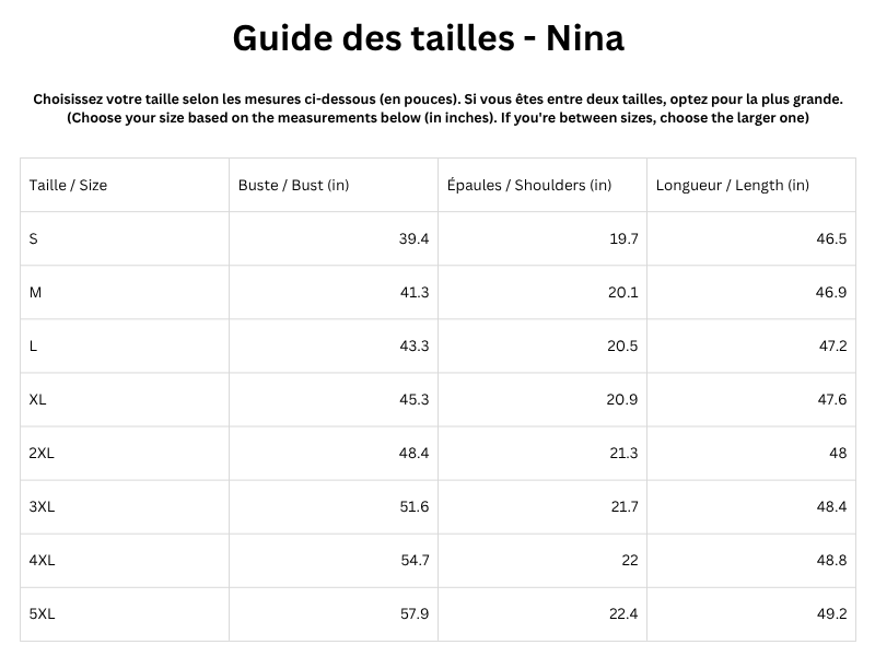 Guide des tailles