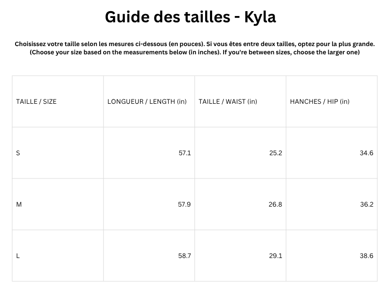 Guide des tailles