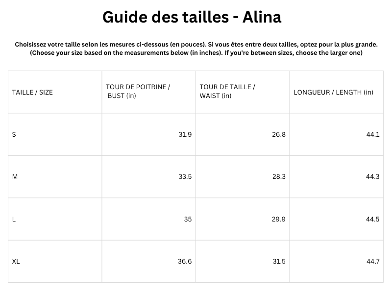 Guide des tailles