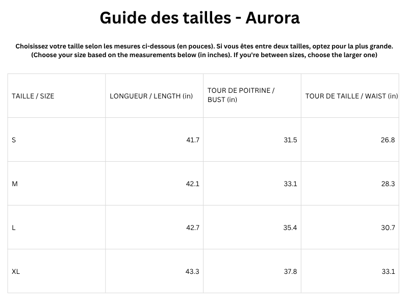 Guide des tailles