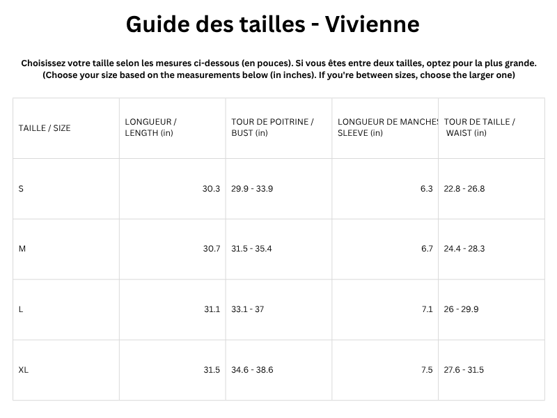 Guide des tailles