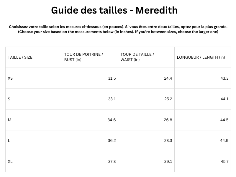 Guide des tailles