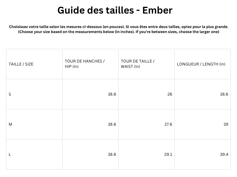 Guide des tailles