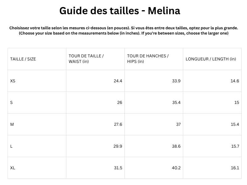 Guide des tailles