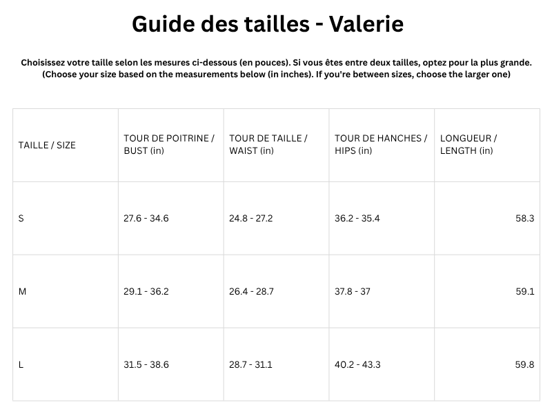 Guide des tailles