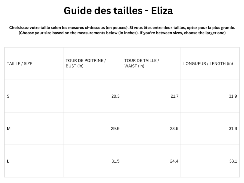 Guide des tailles