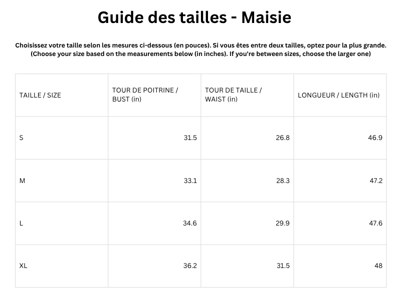 Guide des tailles
