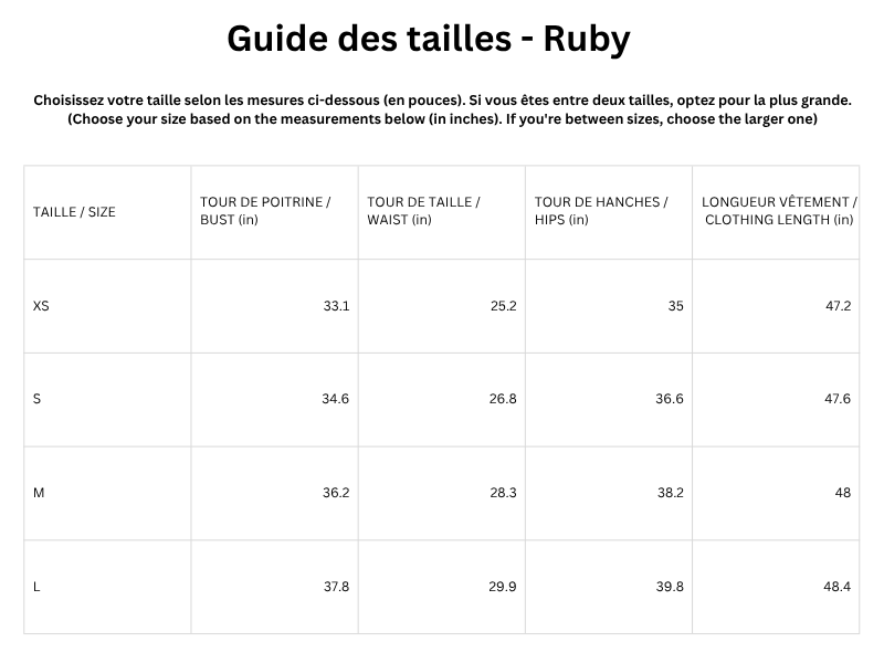 Guide des tailles