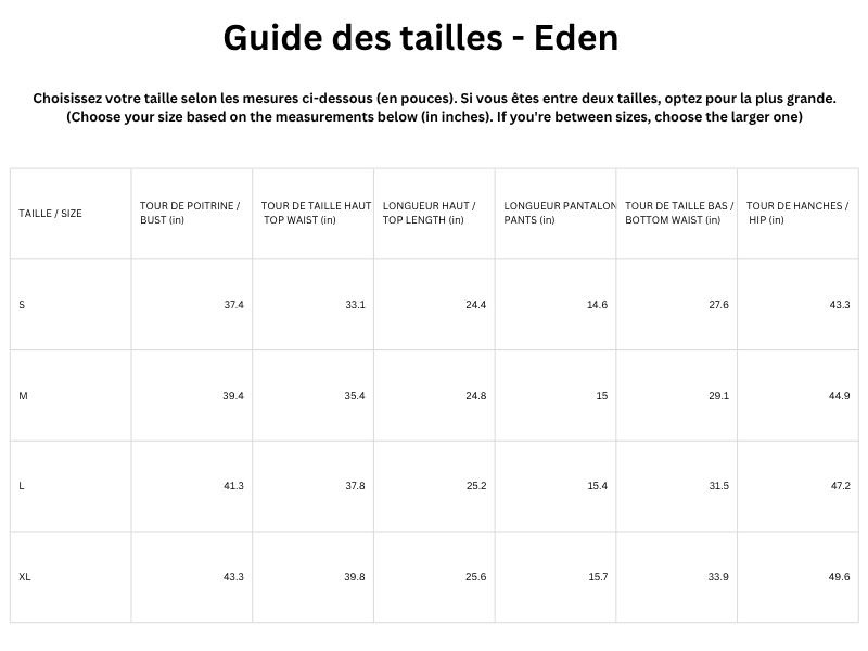 Guide des tailles