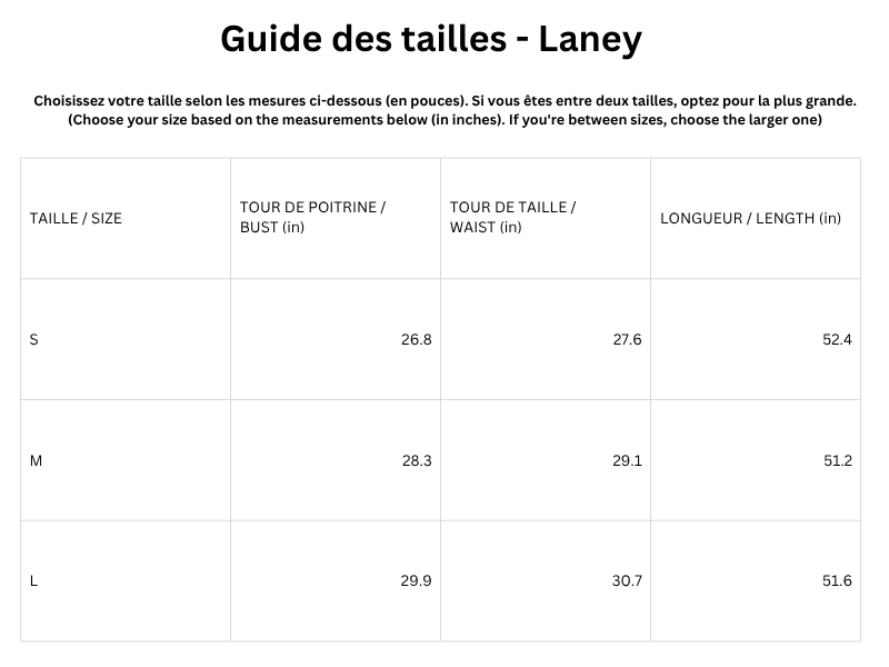 Guide des tailles