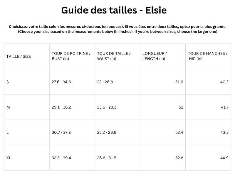 Guide des tailles