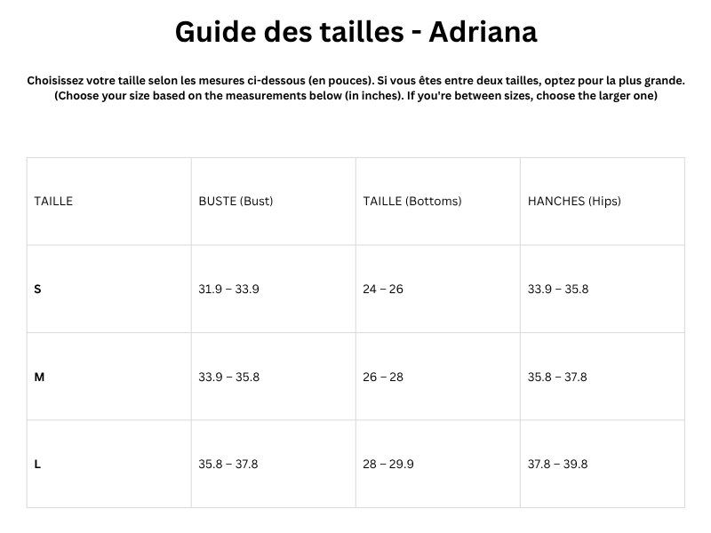 Guide des tailles