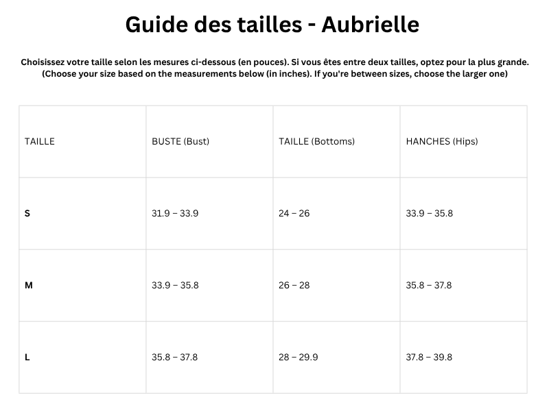 Guide des tailles