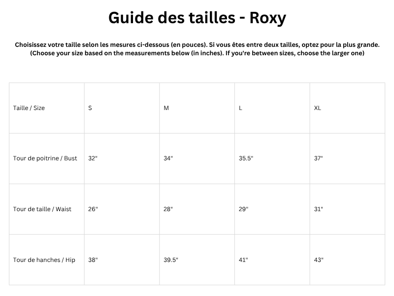 Guide des tailles