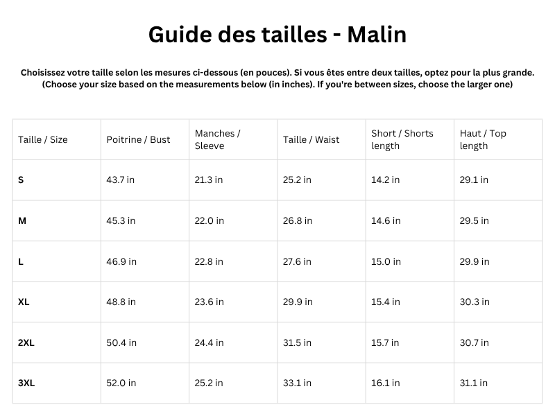 Guide des tailles