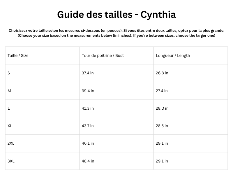 Guide des tailles