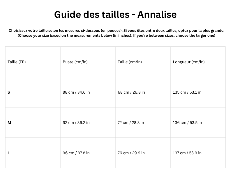 Guide des tailles