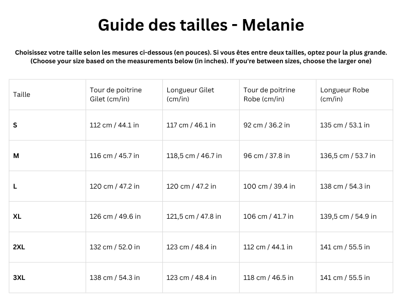 Guide des tailles