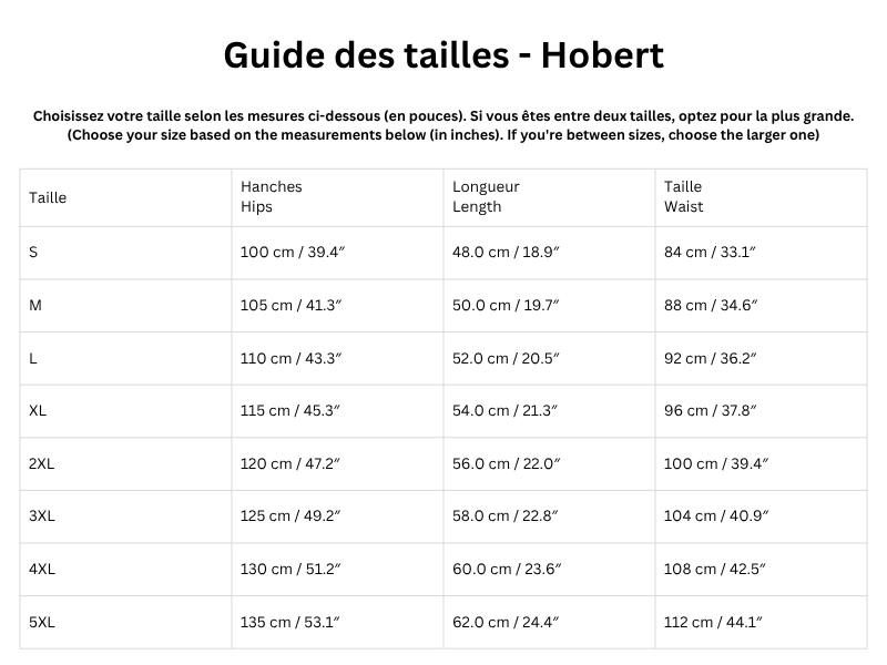 Guide des tailles