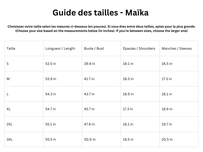 Guide des tailles