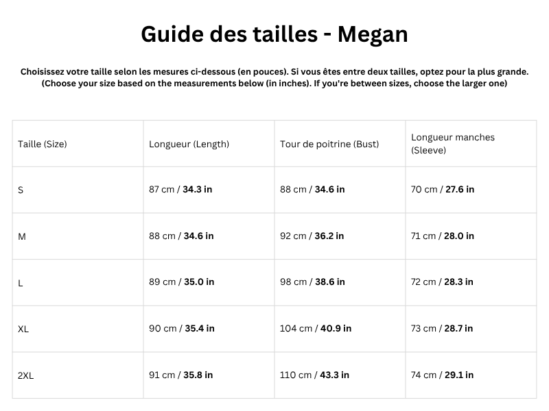 Guide des tailles