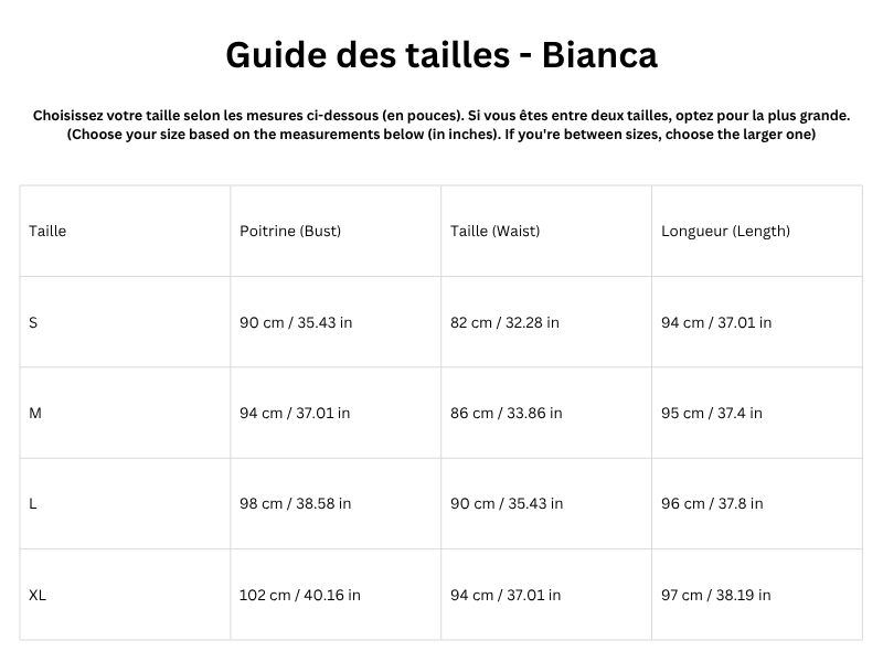 Guide des tailles