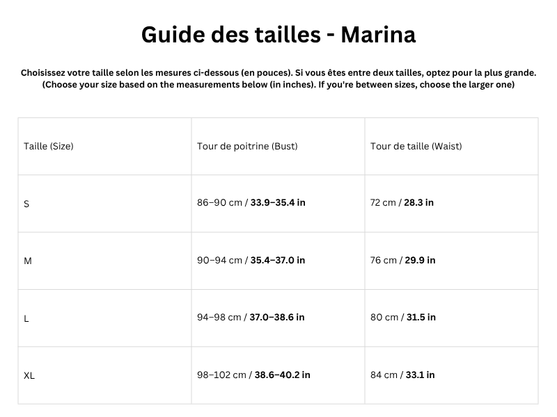 Guide des tailles