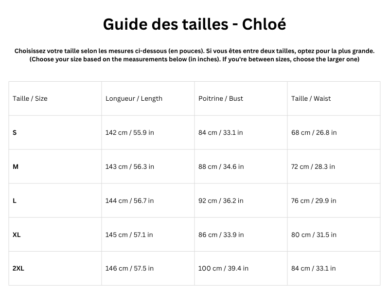 Guide des tailles