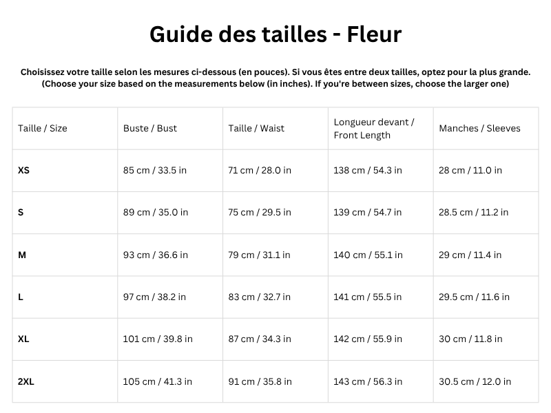 Guide des tailles