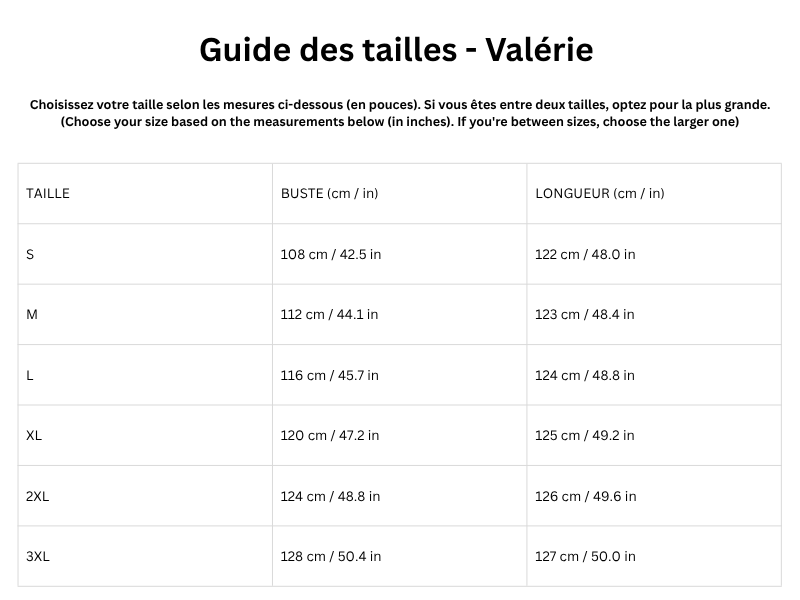 Guide des tailles