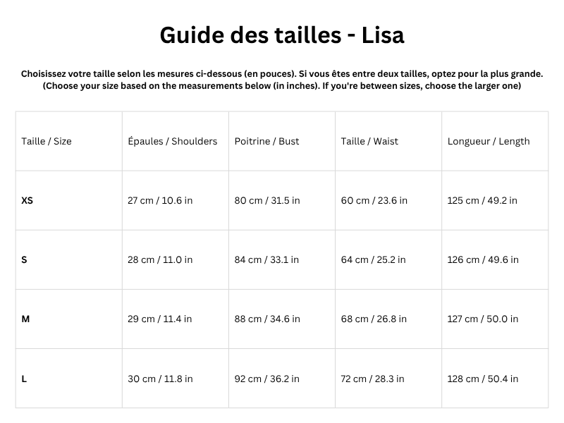 Guide des tailles