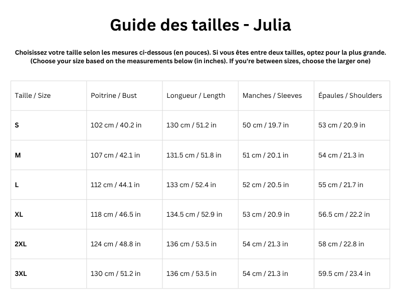 Guide des tailles
