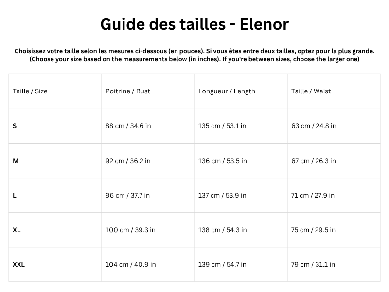 Guide des tailles