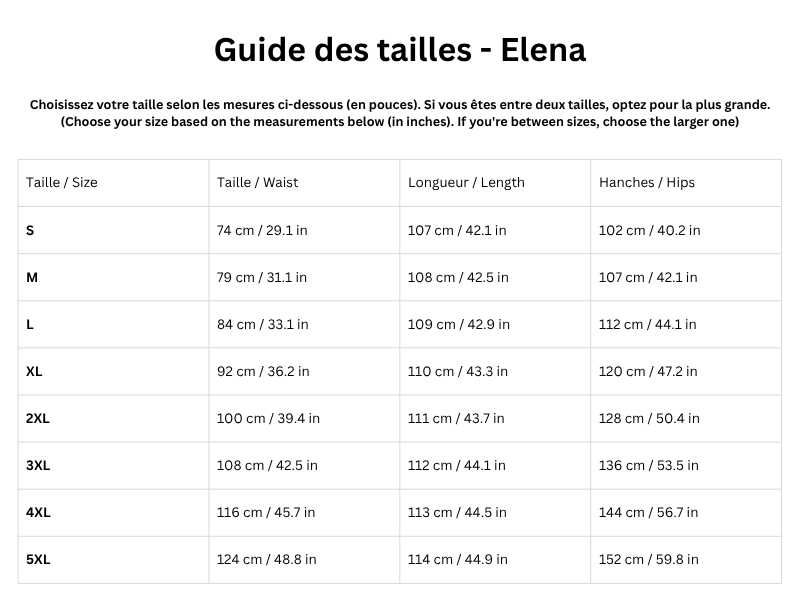 Guide des tailles
