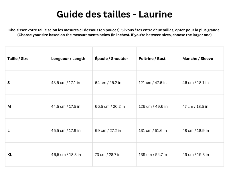 Guide des tailles