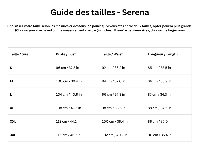 Guide des tailles