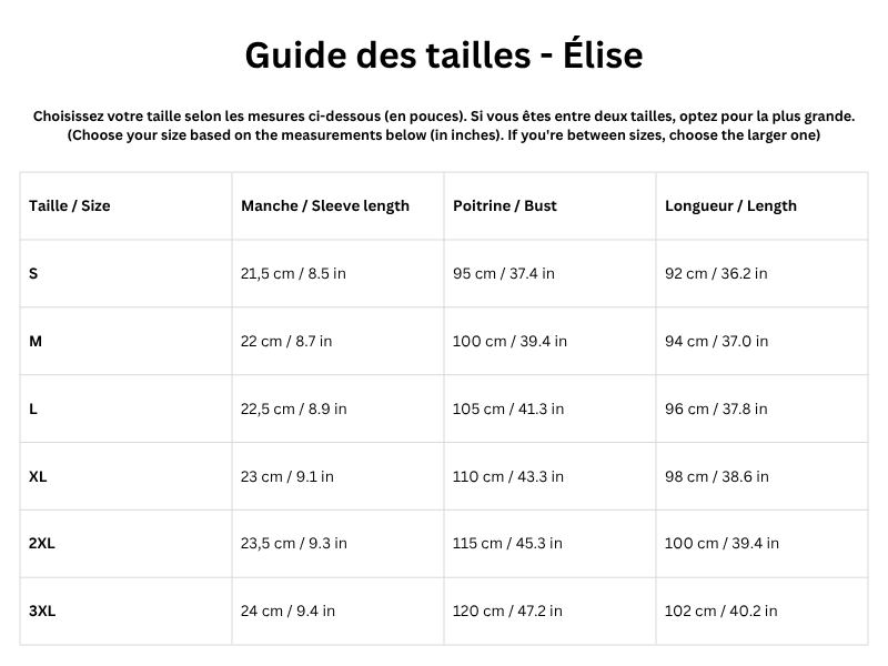Guide des tailles