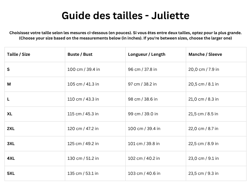 Guide des tailles