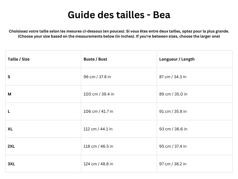 Guide des tailles